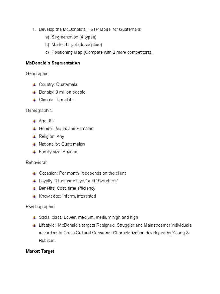 McDonald's STP Strategy in Guatemala | PDF | Business | Social Science