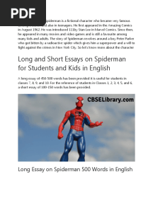 Long and Short Essays On Spiderman For Students and Kids in English
