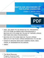 Strengths and Weaknesses of The Filipino Character: Sammy F. Baysa, Maed Instructor