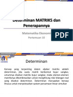 Determinan MATRIKS Dan Penerapannya: Matematika Ekonomi