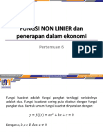 Fungsi Non Linier Dan Penerapan Dalam Ekonomi: Pertemuan 6