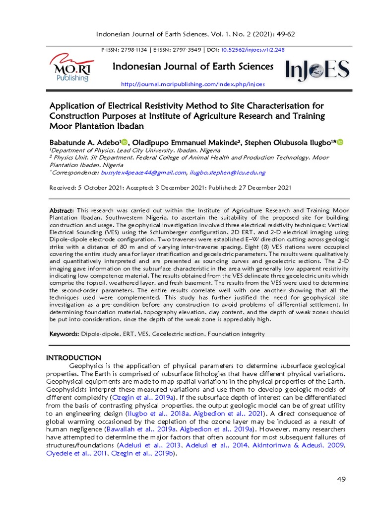 Application of Electrical Resistivity Methods | PDF | Science & Mathematics