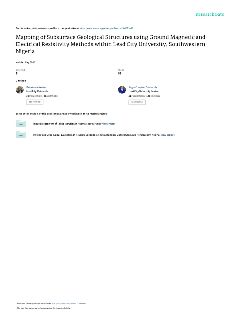 Subsurface Mapping with Geophysical Methods | PDF | Geophysics ...