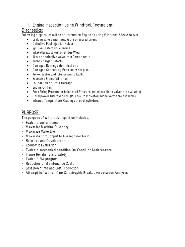 Engine Inspection Using Windrock Technology Diagnostics PDF Engines