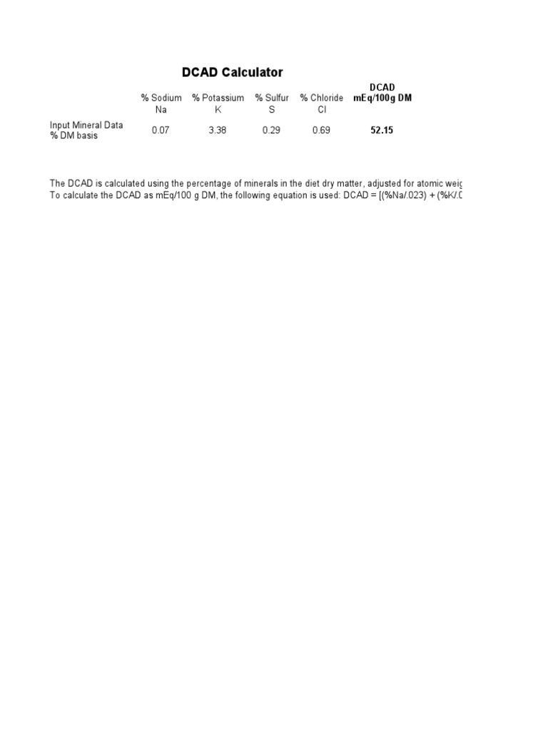 DCAD Calculation for Mineral Analysis | PDF | Technology & Engineering