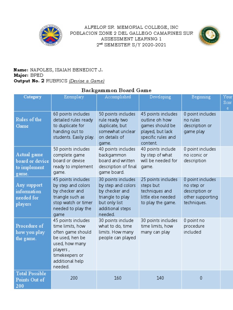 Backgammon Board Game: Rules of The Game | PDF | Neuropsychological ...