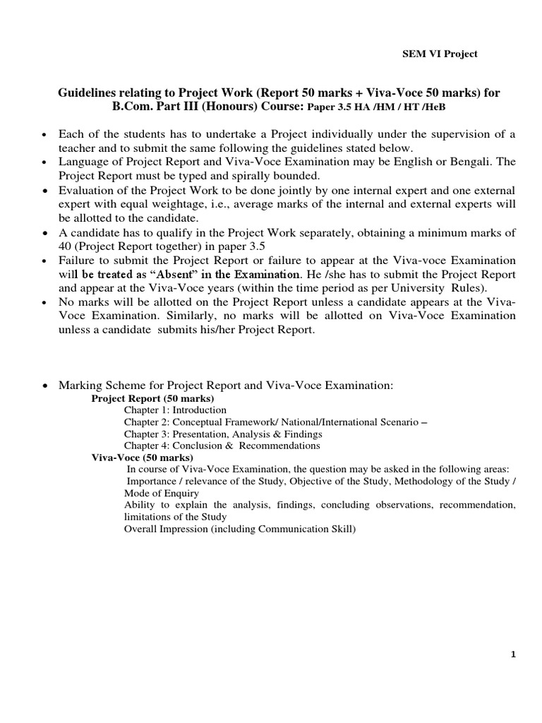 B.Com Project Work Guidelines and Structure | PDF | Marketing | Analysis