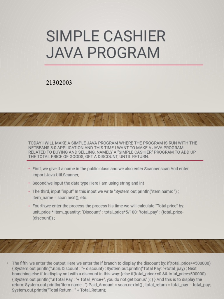 Simple Cashier Java Program | PDF | Business | Finance & Money Management
