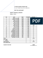 Statement of Account: Name: Reamico, Marvin Stall: C-D 3