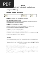 Bwya Grade 10 MYP Individuals and Societies Assignment: Essay