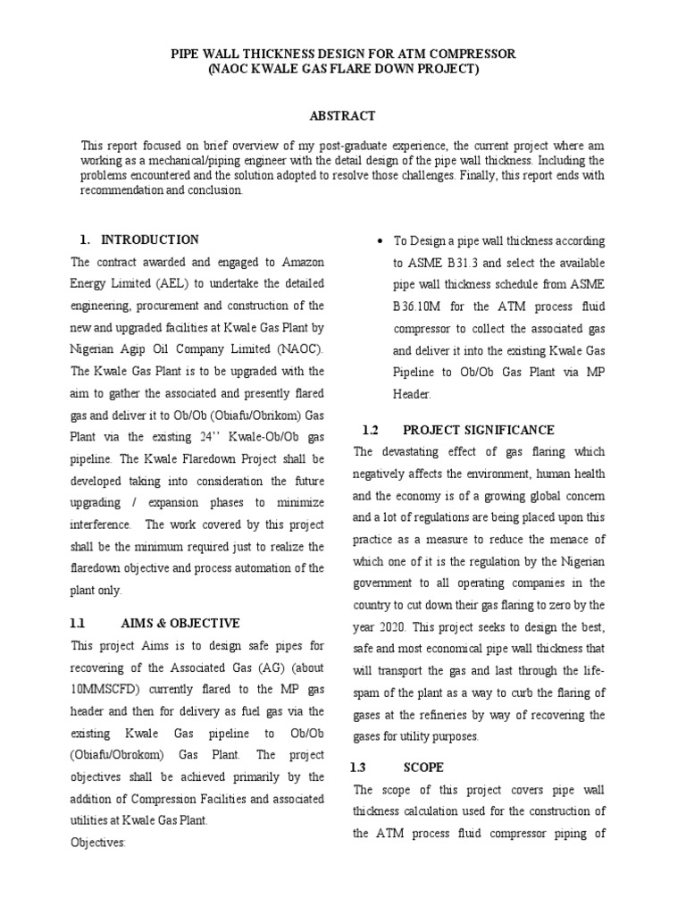 Pipe Wall Thickness Design for Gas Compressor | PDF | Pipe (Fluid ...