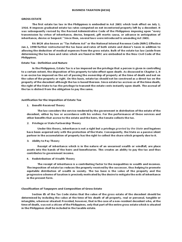 Gross Estate PDF Estate Tax In The United States Taxes