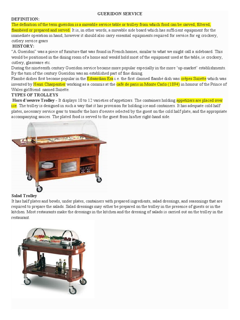 Gueridon Service Definition PDF Tableware Cookware And Bakeware