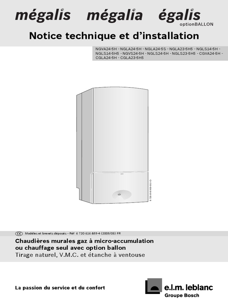 Notice technique chaudières Megalia 400 PDF Chaudière Gaz naturel — free download