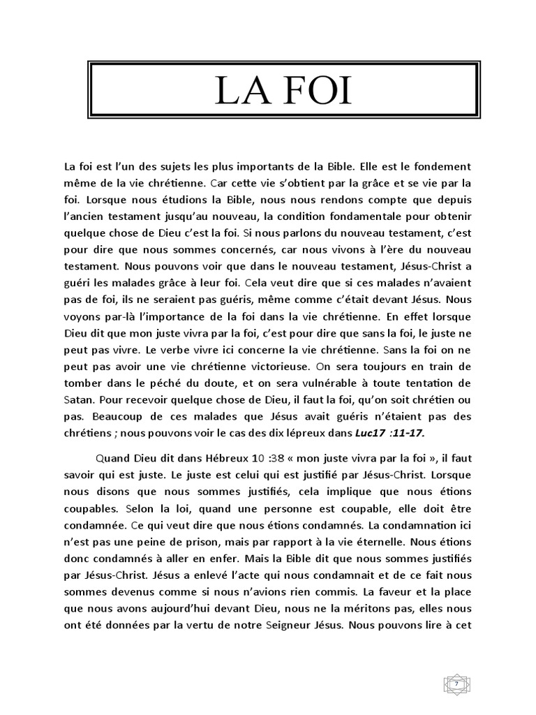 La Foi : Clé de la Vie Chrétienne | PDF | Jésus | Dieu