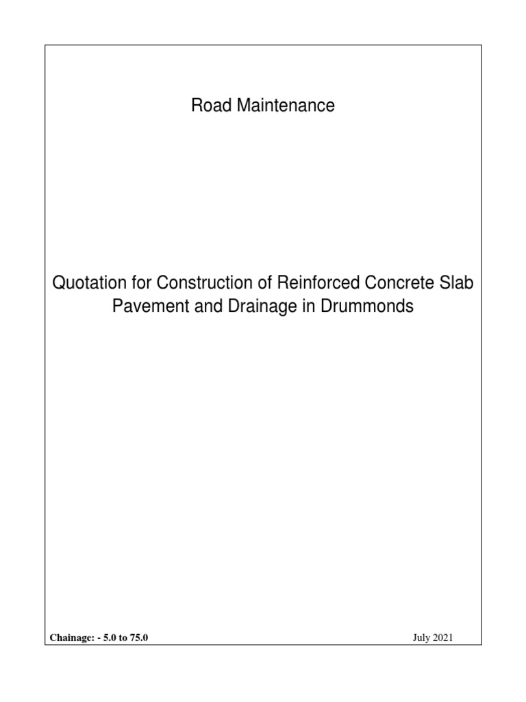 Request For Quotation Construction of Reinforced Concrete Slab Pavement and Drainage in