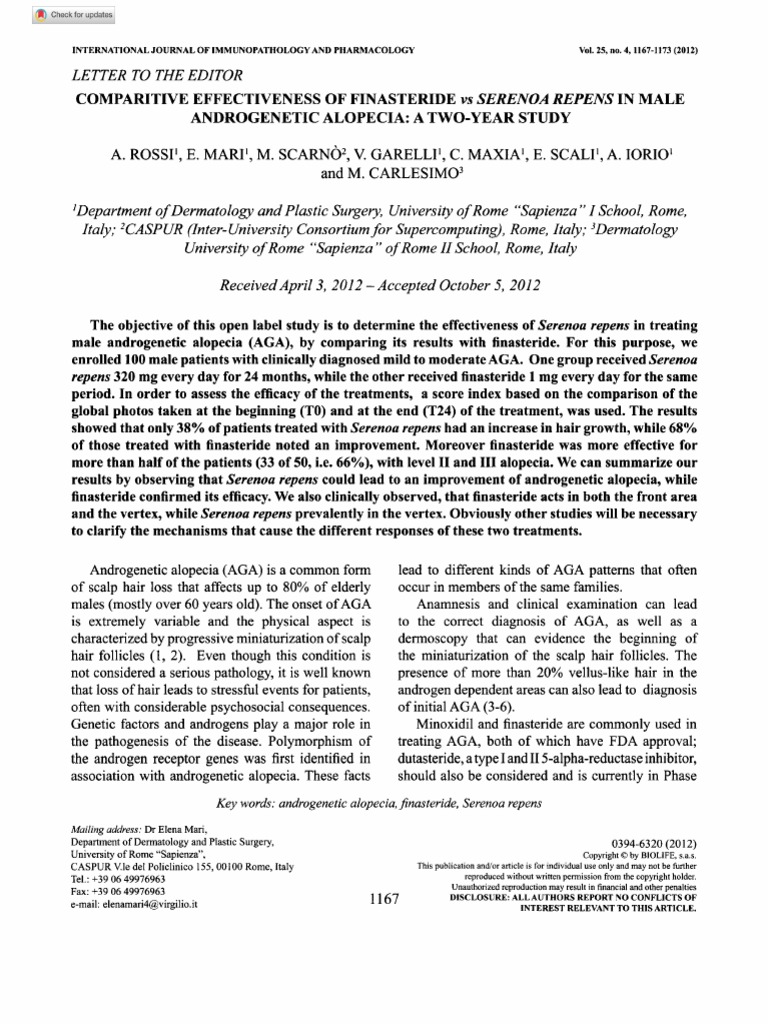 Comparitive Effectiveness of Finasteride Androgenetic Alopecia: A Two ...