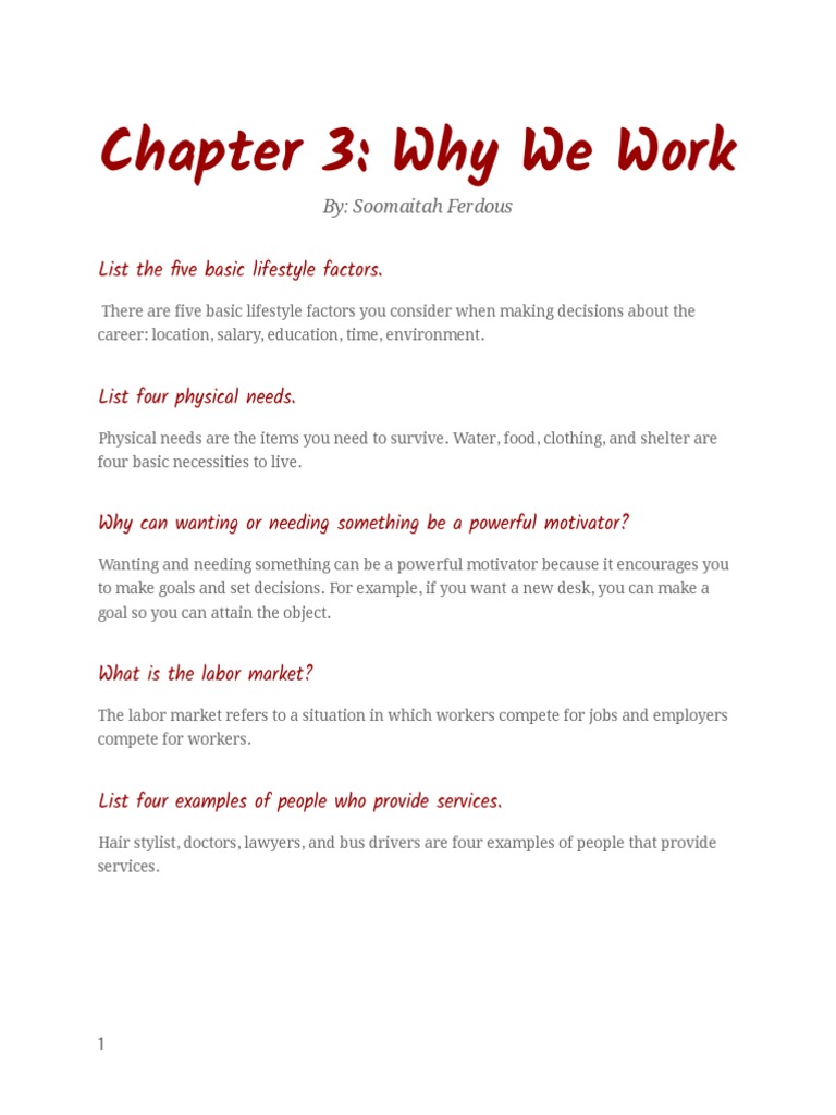 Chapter 3 - Why We Work | PDF