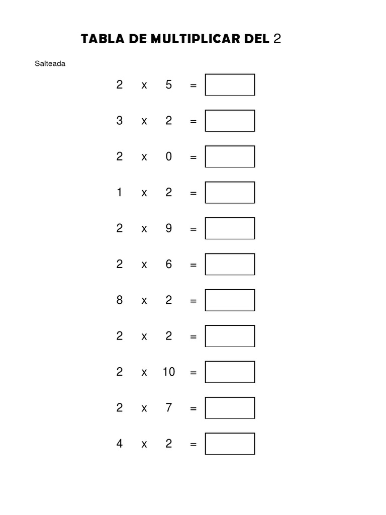 Tabla Del 2 Salteada PDF