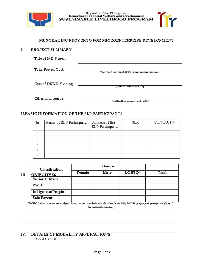 Mungkahing Proyekto For Microenterprise Development | PDF | Business ...