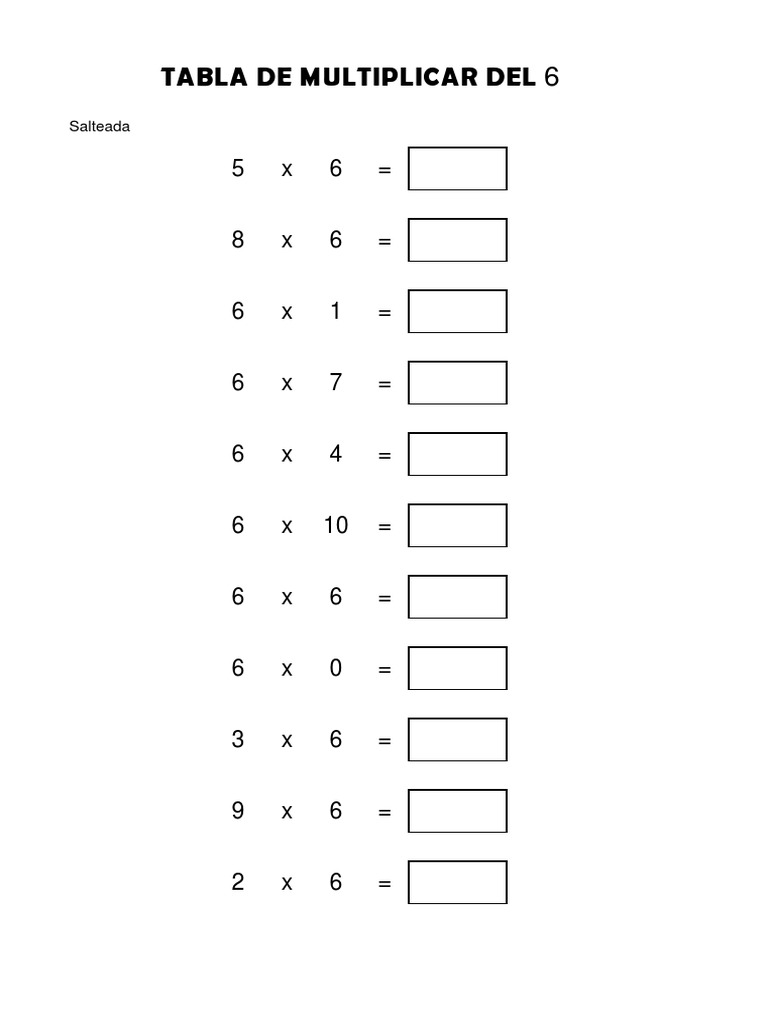 Tabla Del 6 Salteada PDF