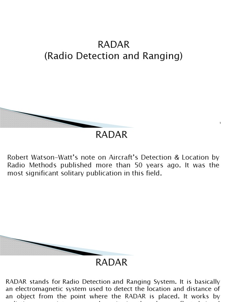 Overview of Radar Technology and Applications | PDF | Radar | Radio