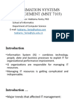 Information Systems Management (Msit 7103)