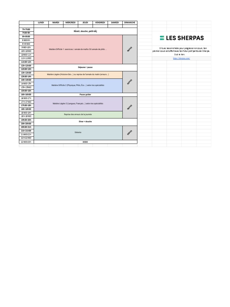 Planning de Révision Bac S Hebdomadaire | PDF