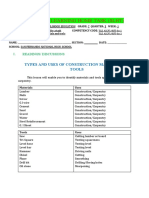 Self - Learning Home Task (SLHT) : Types and Uses of Construction Materials and Tools