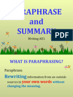 Paraphrase And: Writing AE1