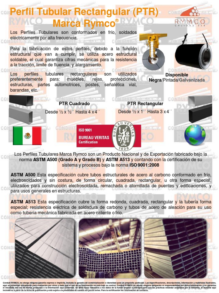 Perfiles de Hierrro Rymco | PDF | Acero | Tubería (transporte de fluidos)