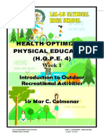 Health Optimizing Physical Education (H.O.P.E. 4) Week 1 Introduction To Outdoor Recreational Activities
