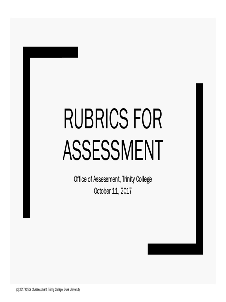 Rubrics For Assessment (10-11-17) | PDF | Educational Assessment ...