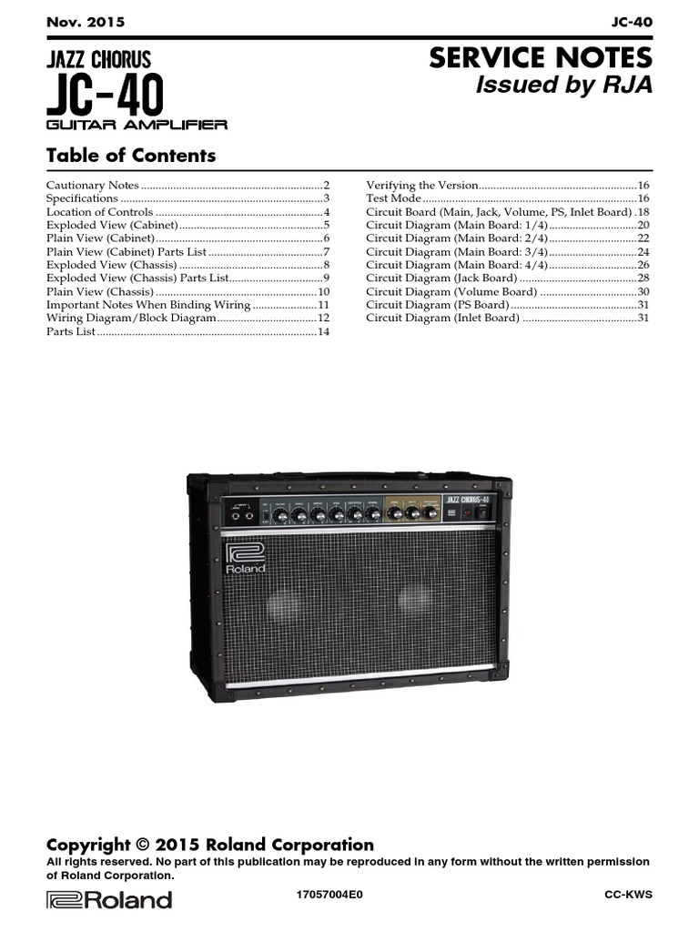 Roland JC 40 | PDF | Electrical Wiring | Printed Circuit Board