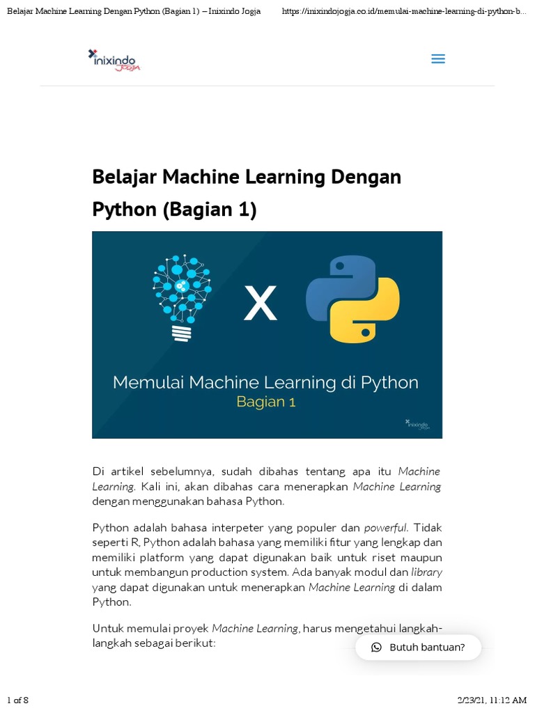 Belajar Machine Learning Dengan Python (Bagian 1) - Inixindo Jogja | PDF