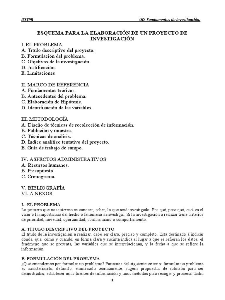Esquema para Proyecto de Investigación | PDF | Hipótesis | Teoría