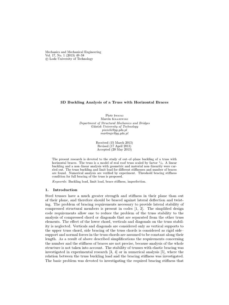 3D Buckling Analysis of Truss Design | PDF | Truss | Buckling