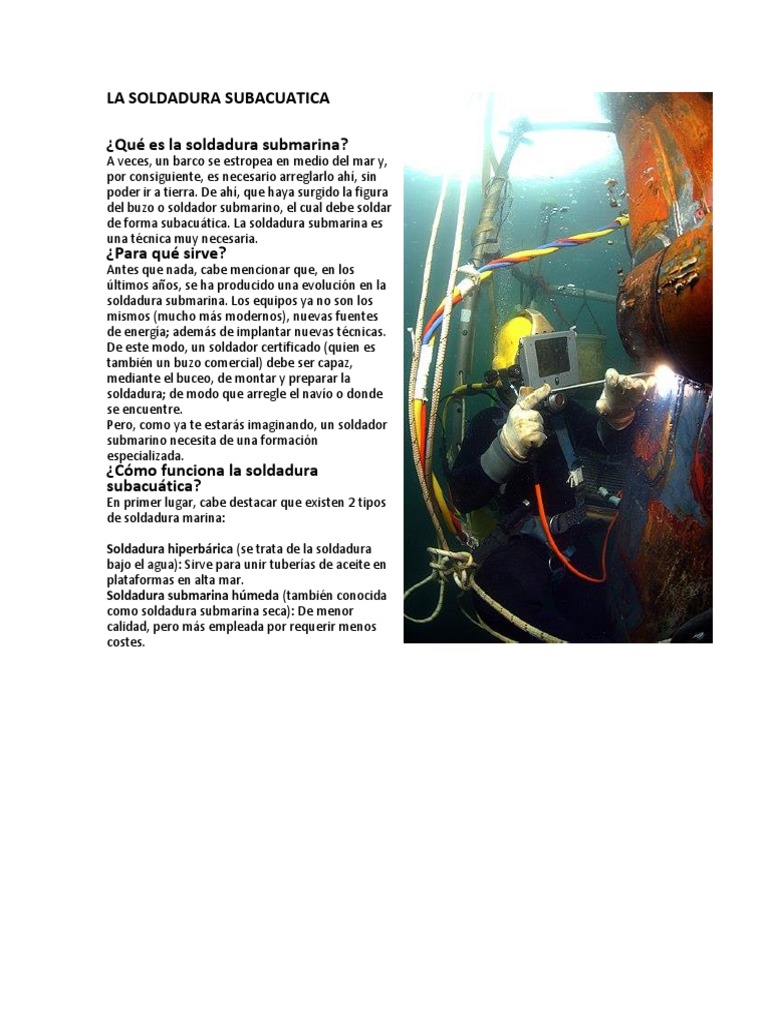 La Soldadura Subacuatica | PDF | Hogar, jardinería y bricolaje | Tecnología, image size:768x1024
