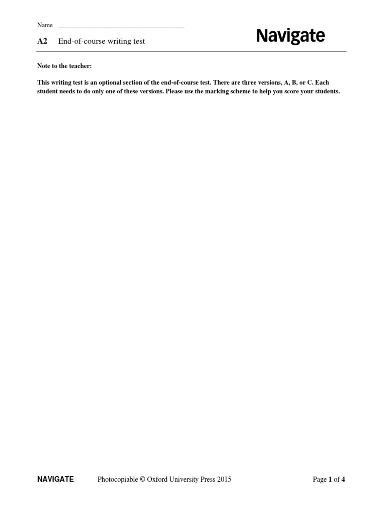 End-Of-course Writing Test NAvigate Elementary | PDF