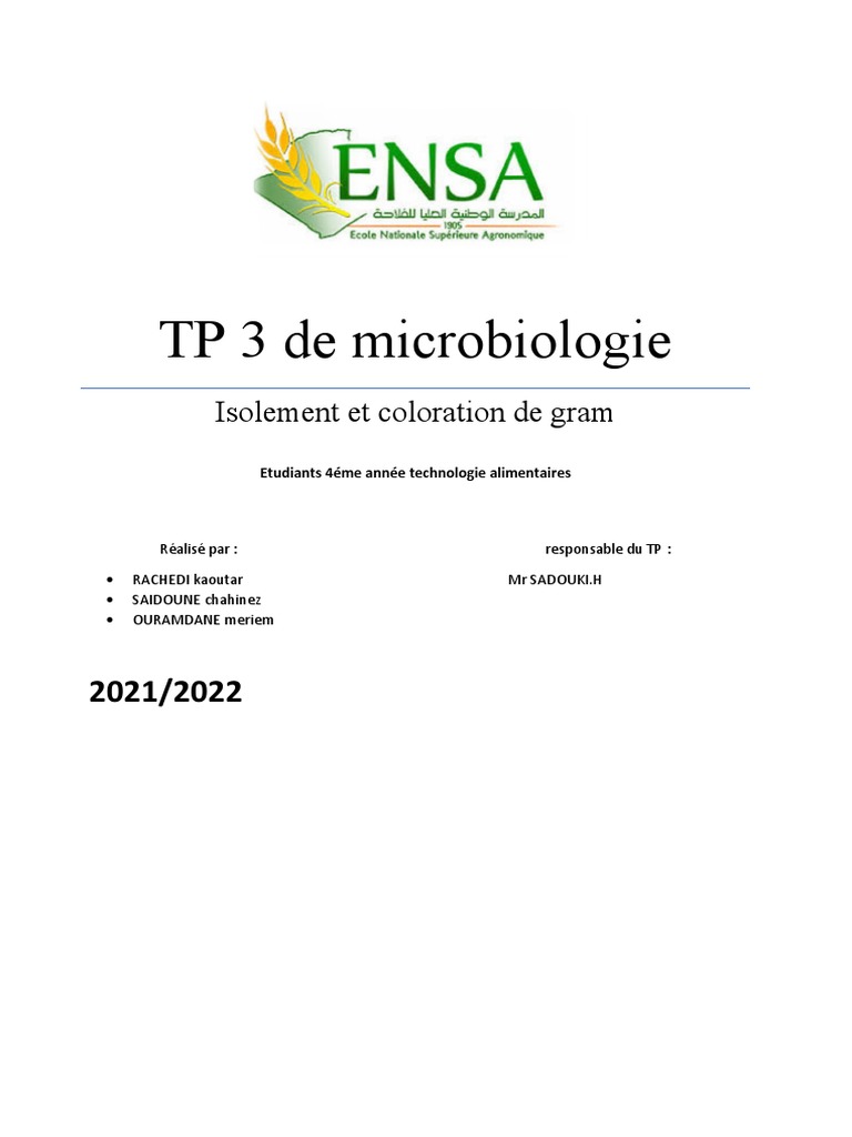TP 3 de Microbiologie | PDF | Bactérie | Microbiologie