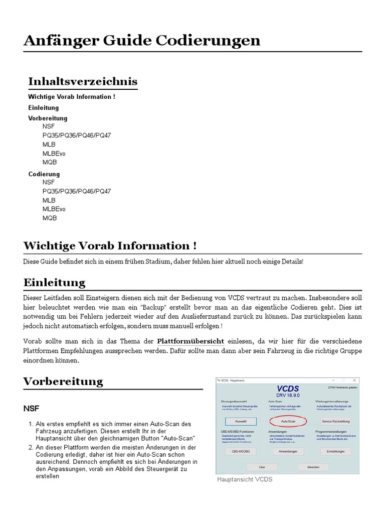 Anfänger Guide Codierungen - VCDS Wiki | PDF