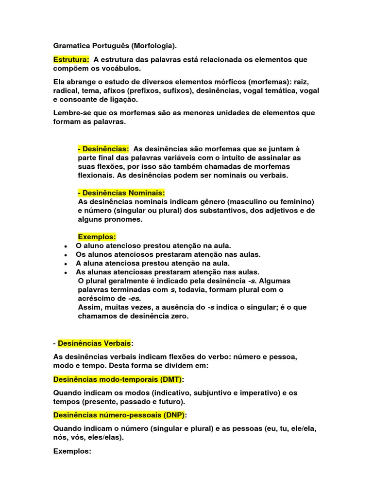 Morfologia da Língua Portuguesa | PDF | Palavra | Morfologia linguística