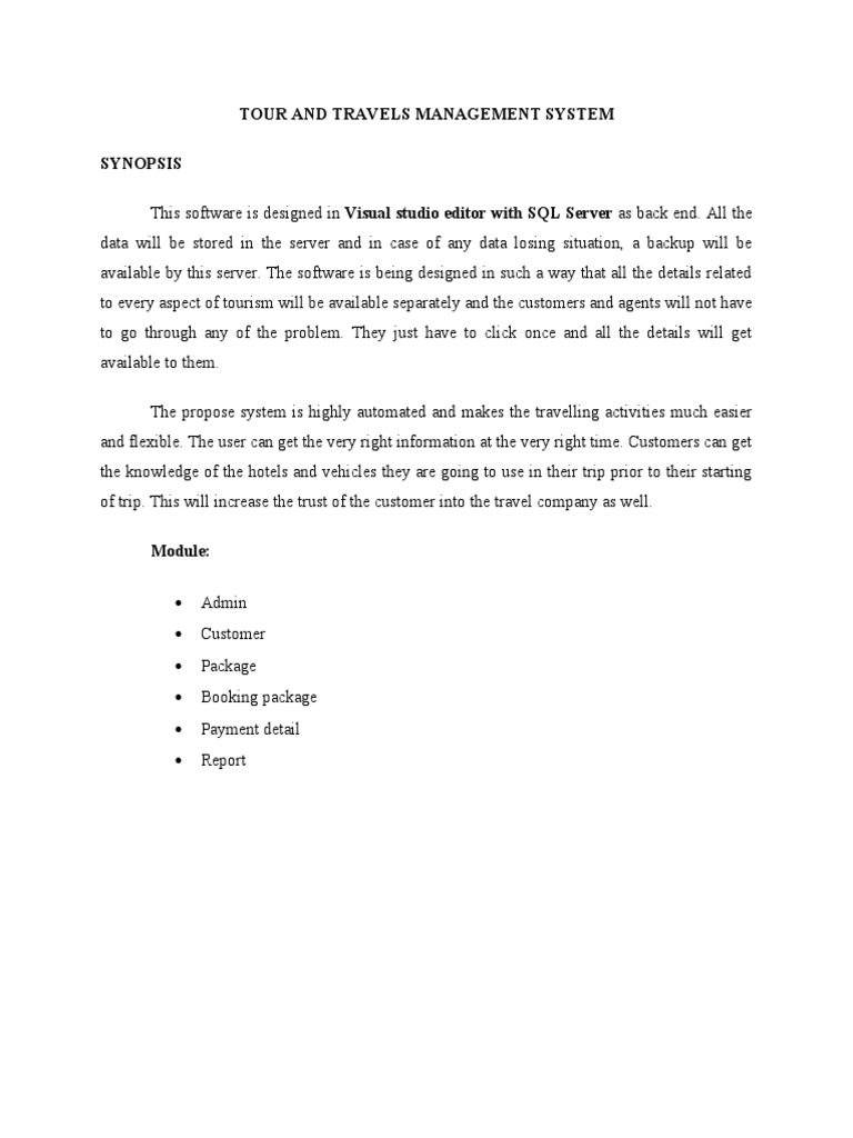 Tour and Travels Management System | PDF | Operating System | Computing