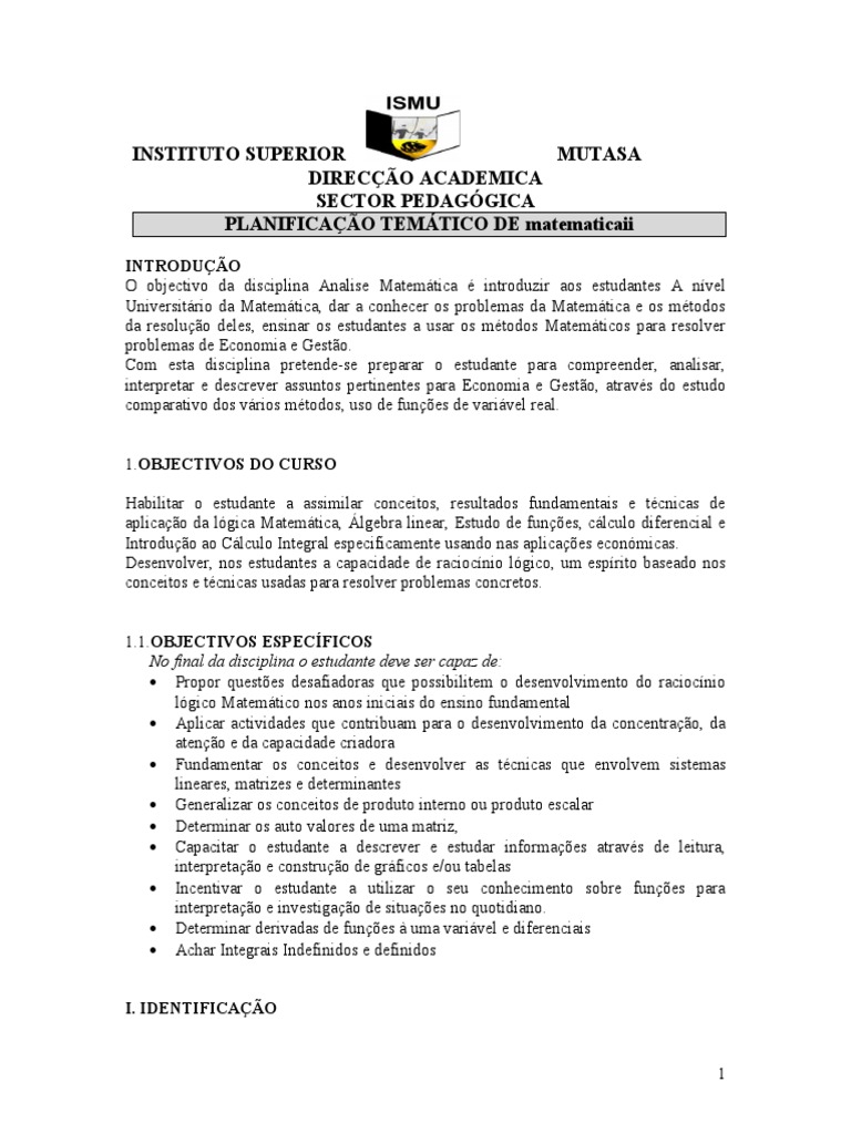 Modelos de PLANO TEMATICO & ANALITICO DE MATEMATICAII2 SEMESTRE2017