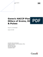 Generic HACCP Plan For Millers of Grains, Oilseeds & Pulses: Copy No. Uncontrolled