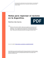 Martina Inés García (2009) - Notas para Repensar El Racismo en La Argentina