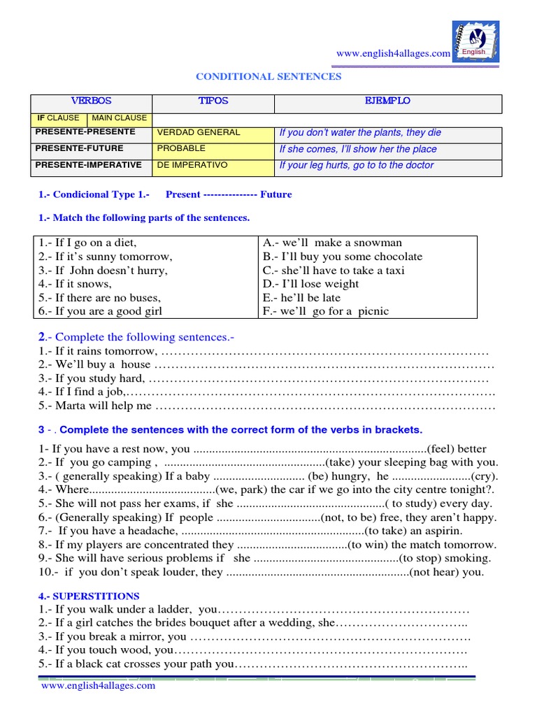 Conditional Sentences. Present Types | PDF | Cognitive Science ...