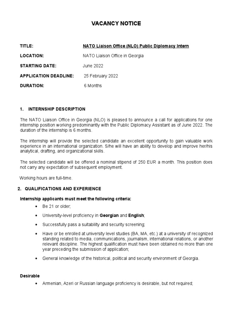 Nato PDF Internship Job Hunting