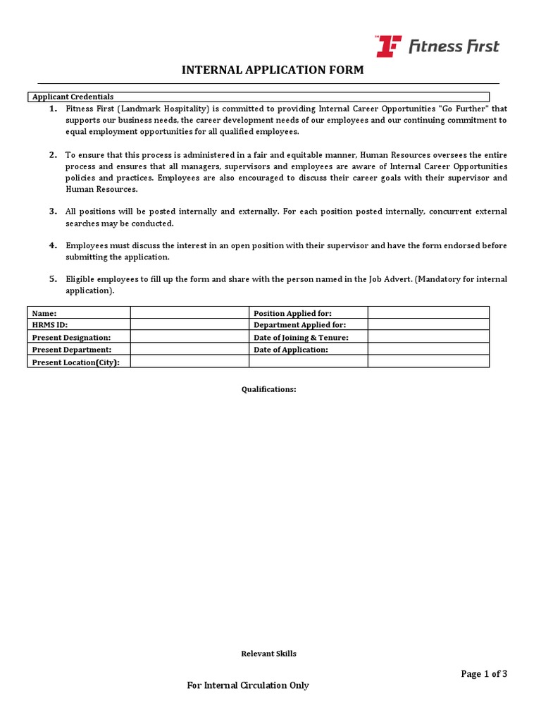 Internal Application Form | PDF | Employment | Human Resources