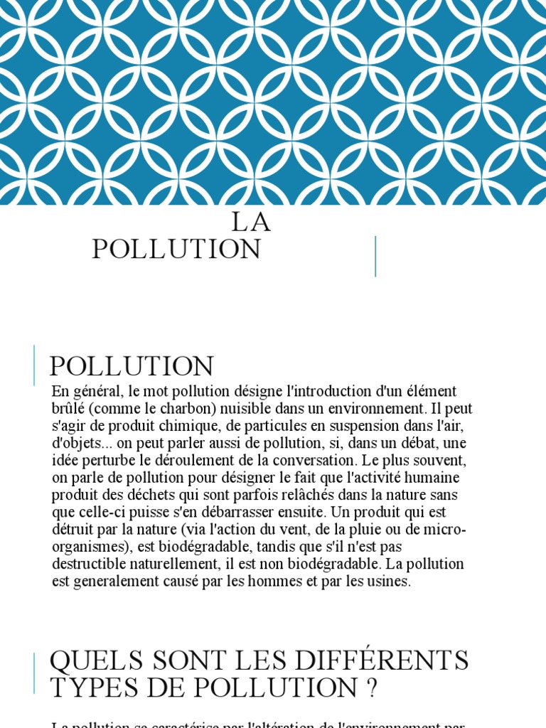 Types et impacts de la pollution | PDF | la pollution | Pollution de l'air
